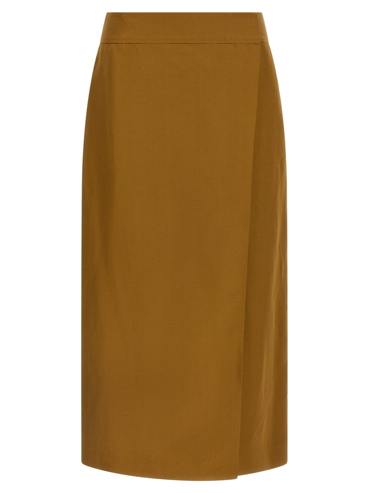 Alberto Biani Brown Viscose Midi Skirt