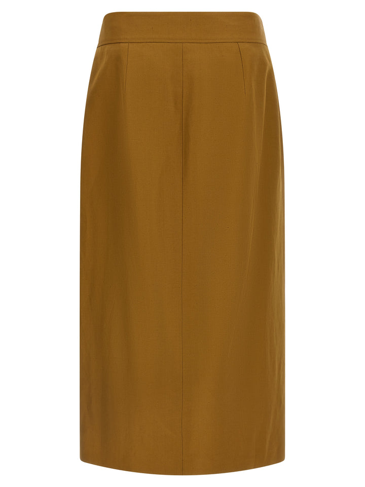 Alberto Biani Brown Viscose Midi Skirt