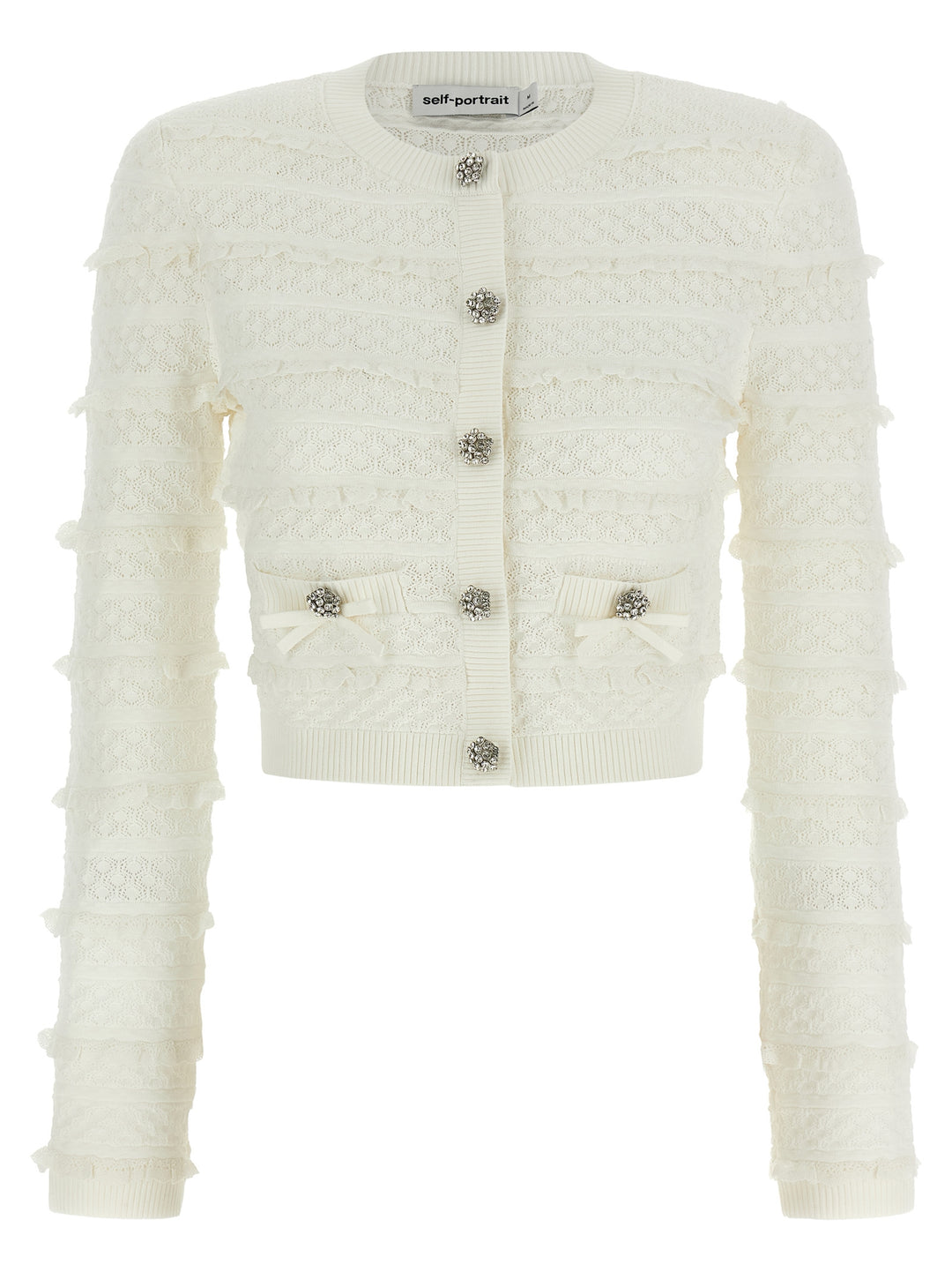Self-Portrait White Viscose Cardigan