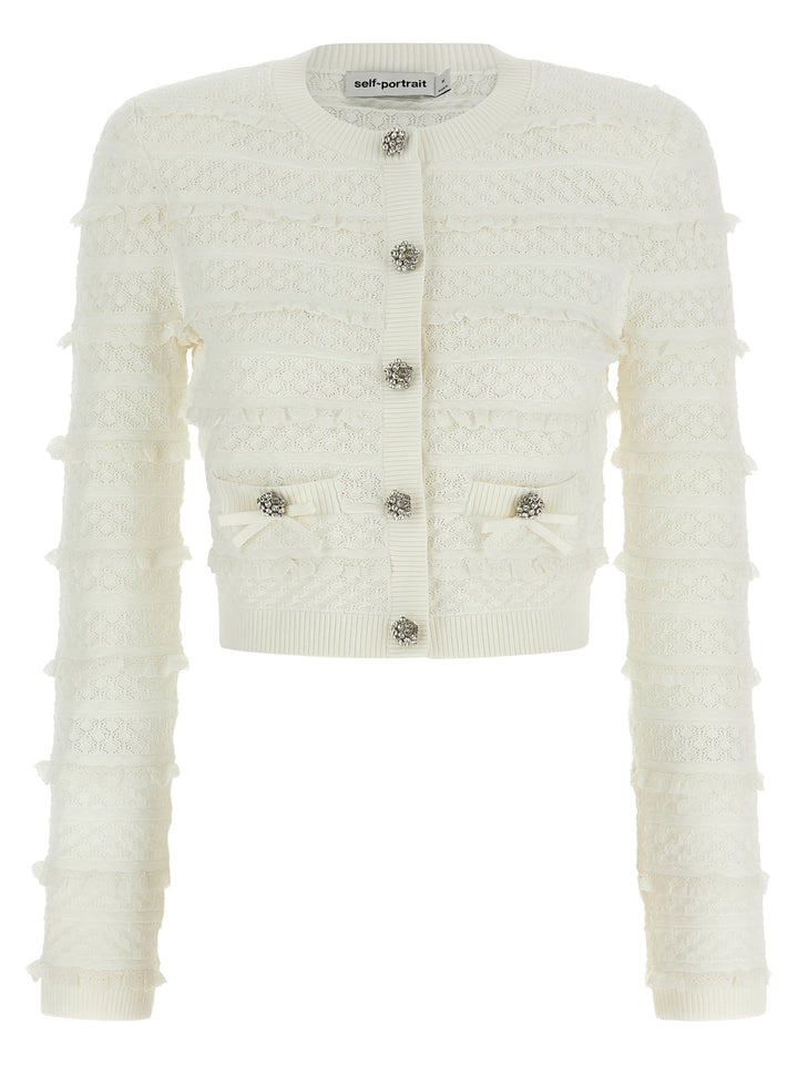 Self-Portrait White Viscose Cardigan