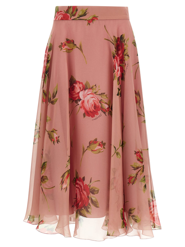 Dolce &amp; Gabbana Multicolor Silk Midi Skirt