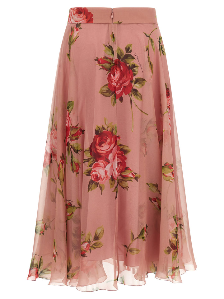 Dolce &amp; Gabbana Multicolor Silk Midi Skirt