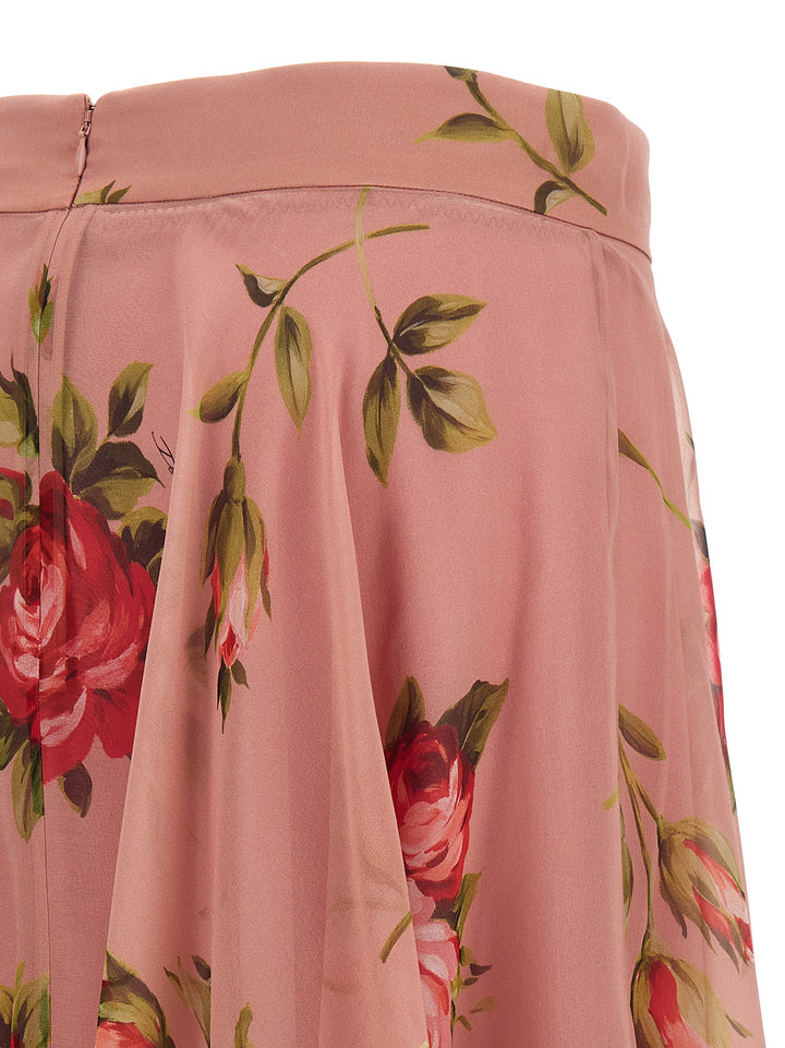 Dolce &amp; Gabbana Multicolor Silk Midi Skirt