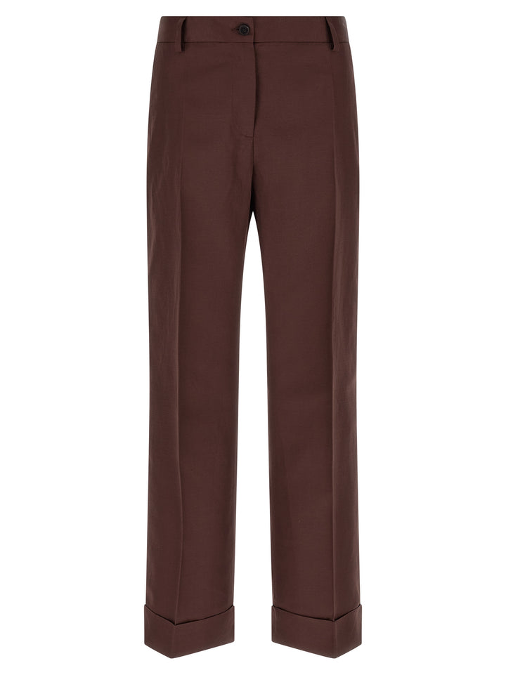 Alberto Biani Brown Viscose Casual Pants