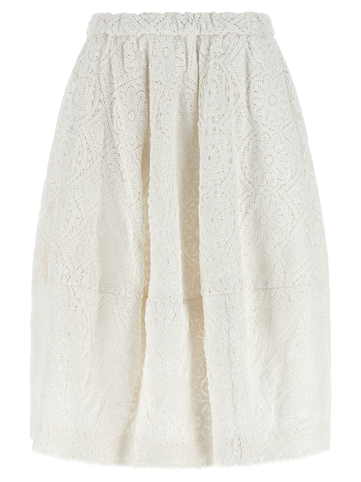 Comme Des Garçons White Cotton Midi Skirt