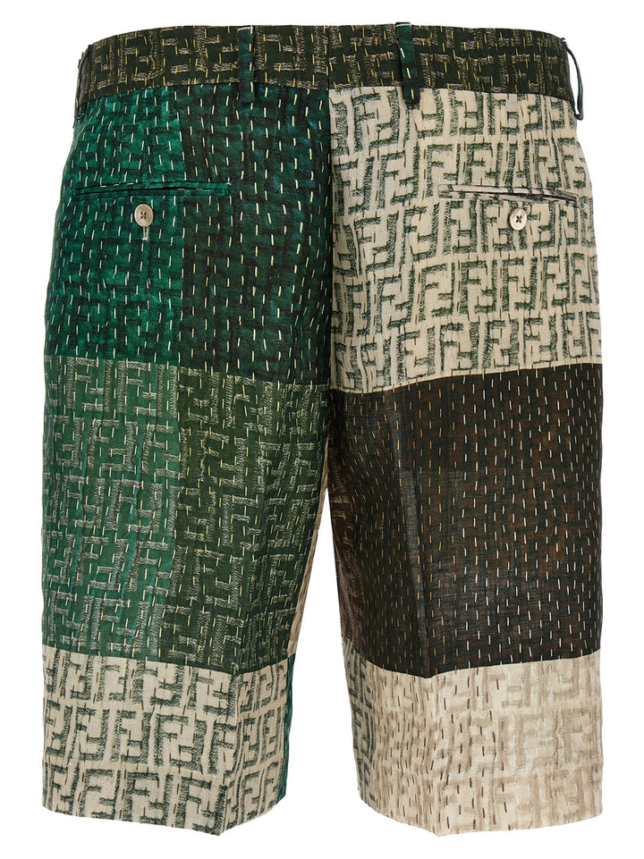 Fendi Multicolor Linen Bermuda Shorts