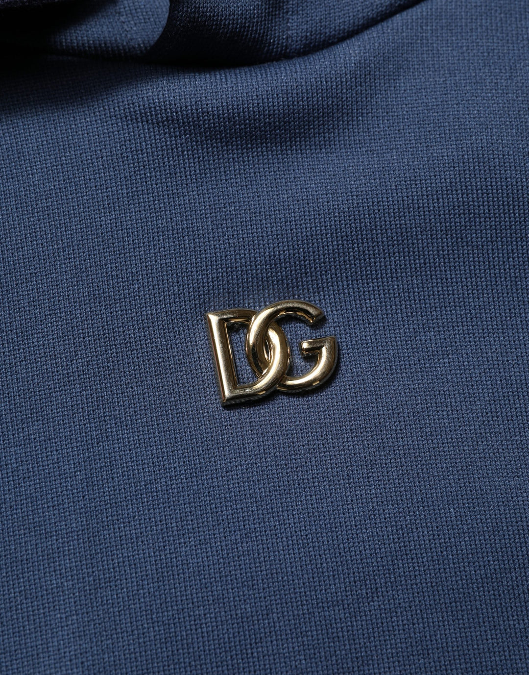 Dolce &amp; Gabbana Blue Cotton Coral Logo Hooded Sweatshirt Sweater