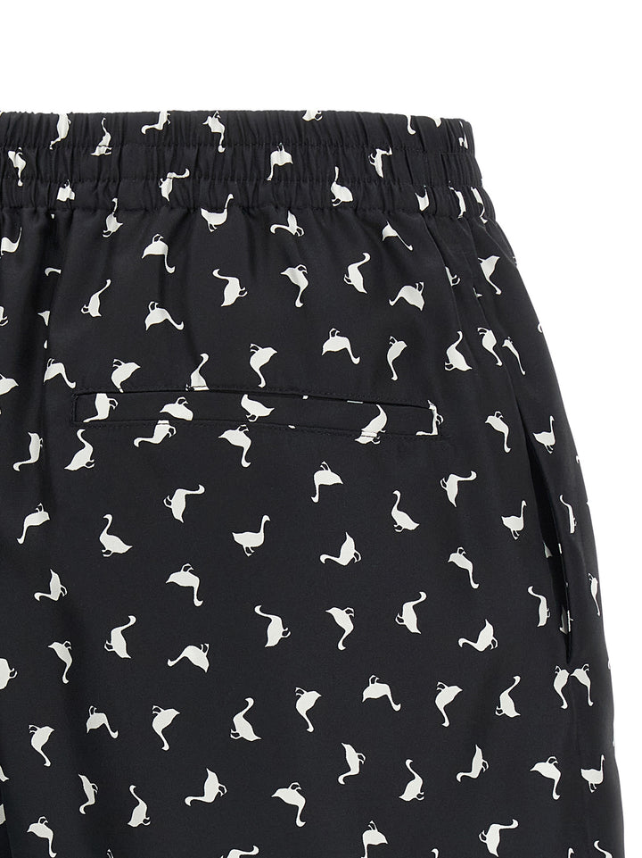 Moschino Bicolor Silk Bermuda Shorts