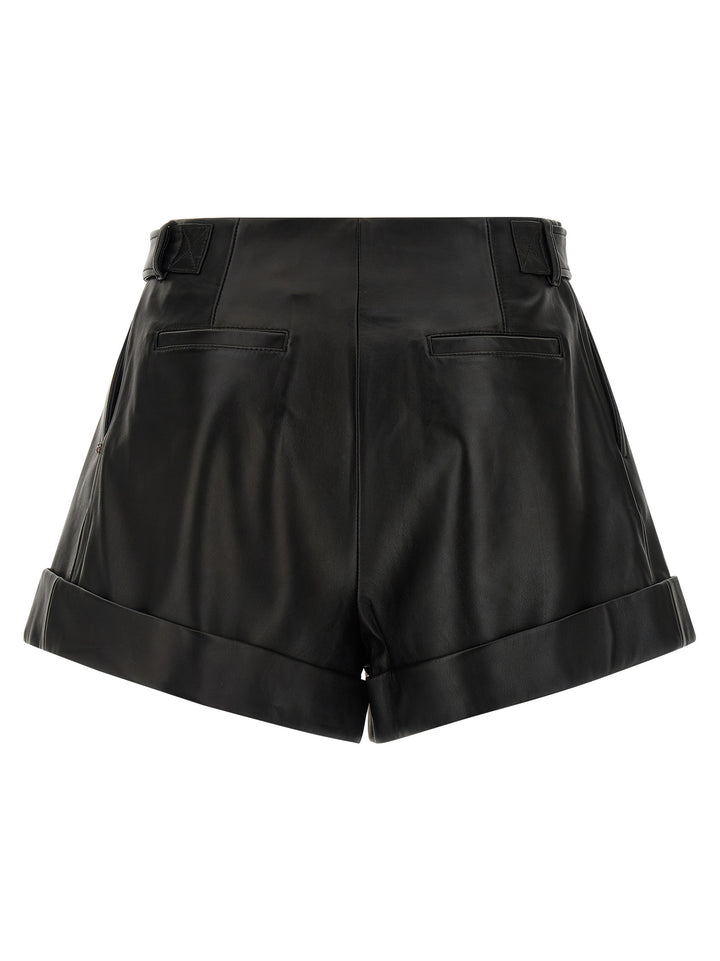 Sportmax Black Lamb Leather Bermuda Shorts