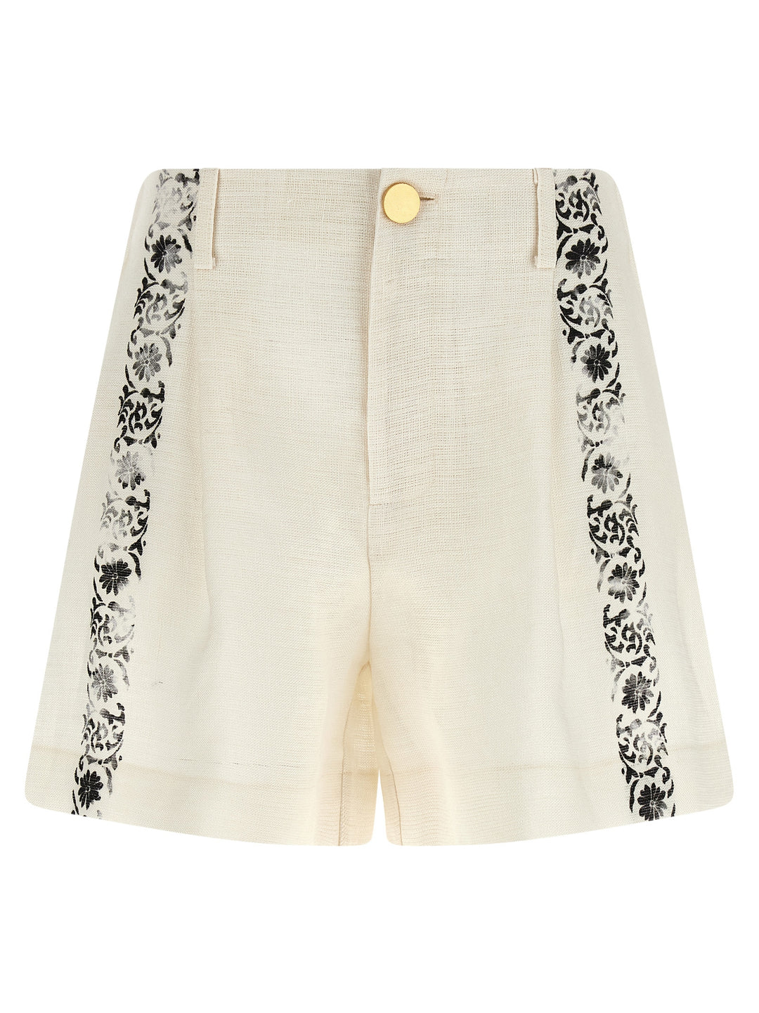 Alberta Ferretti Bicolor Linen Bermuda Shorts