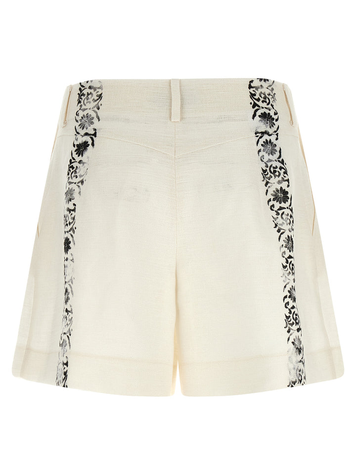Alberta Ferretti Bicolor Linen Bermuda Shorts
