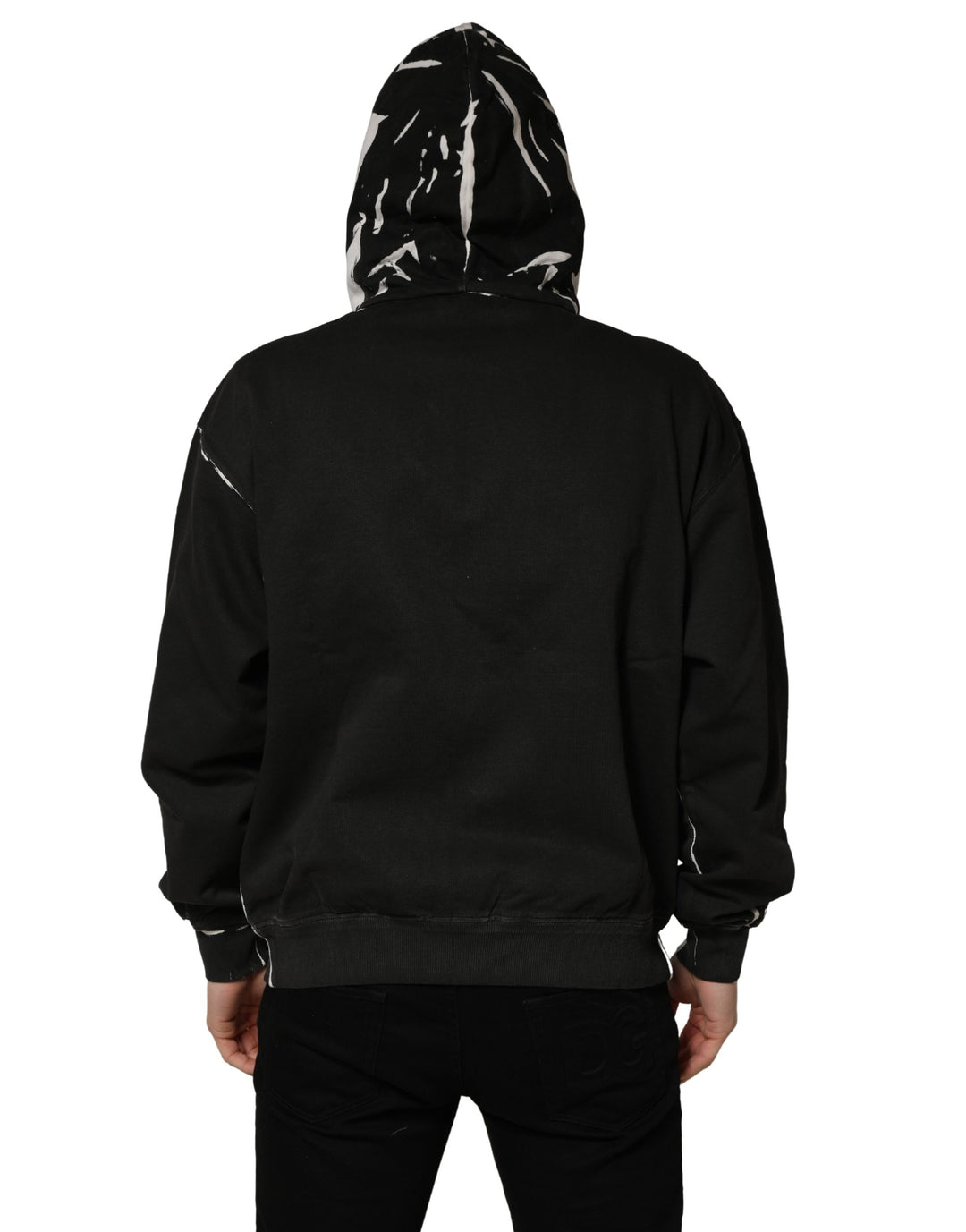 Dolce &amp; Gabbana Black Cotton Logo Hooded Full Zip Sweater