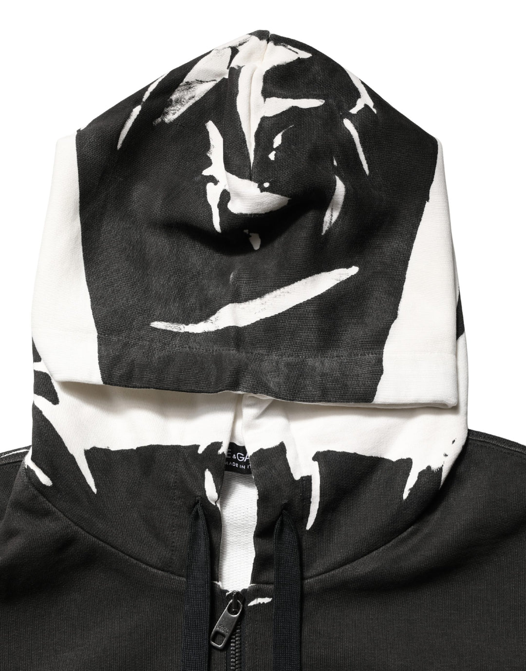 Dolce &amp; Gabbana Black Cotton Logo Hooded Full Zip Sweater