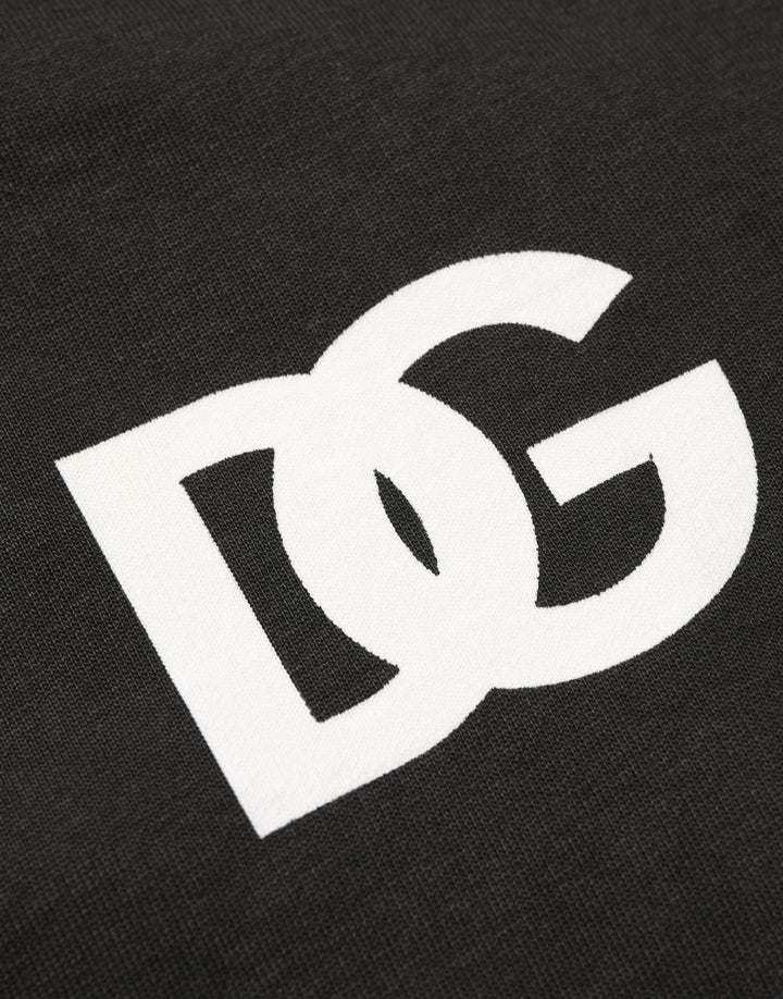 Dolce &amp; Gabbana Black Cotton Logo Hooded Full Zip Sweater