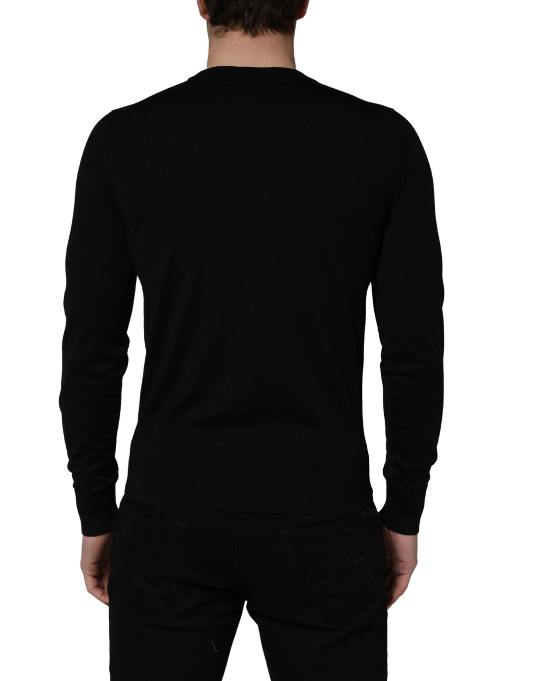 Dolce &amp; Gabbana Black embroidered Logo Crew Neck Pullover Sweater