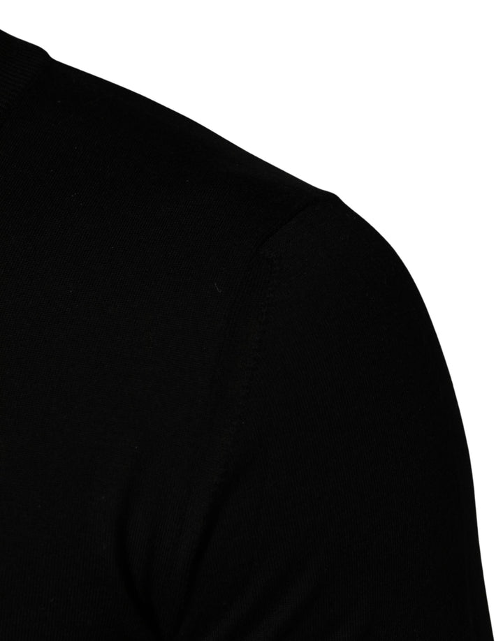 Dolce &amp; Gabbana Black embroidered Logo Crew Neck Pullover Sweater