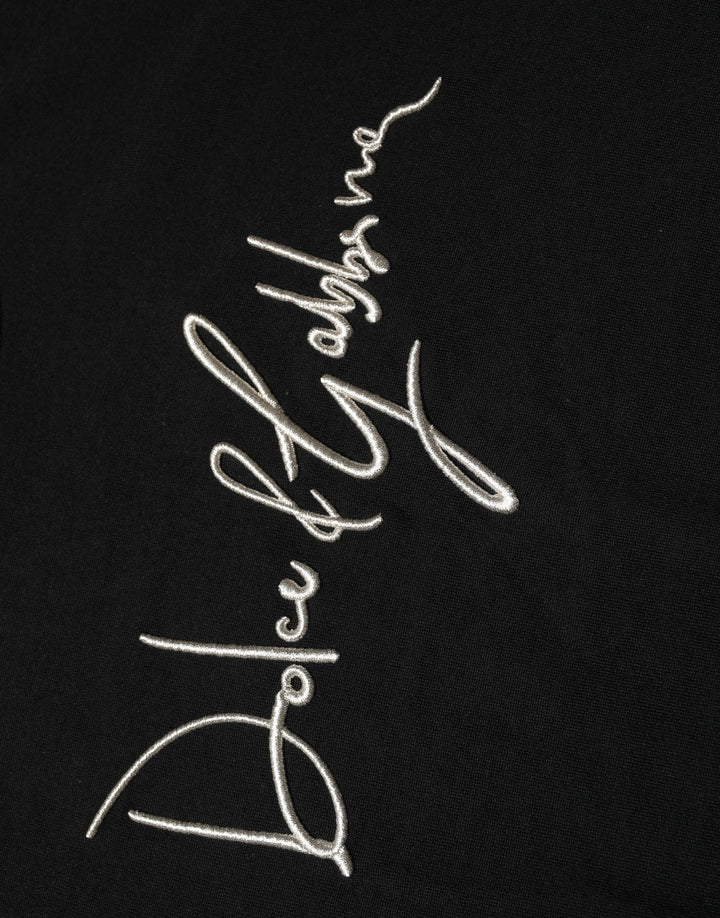 Dolce &amp; Gabbana Black embroidered Logo Crew Neck Pullover Sweater