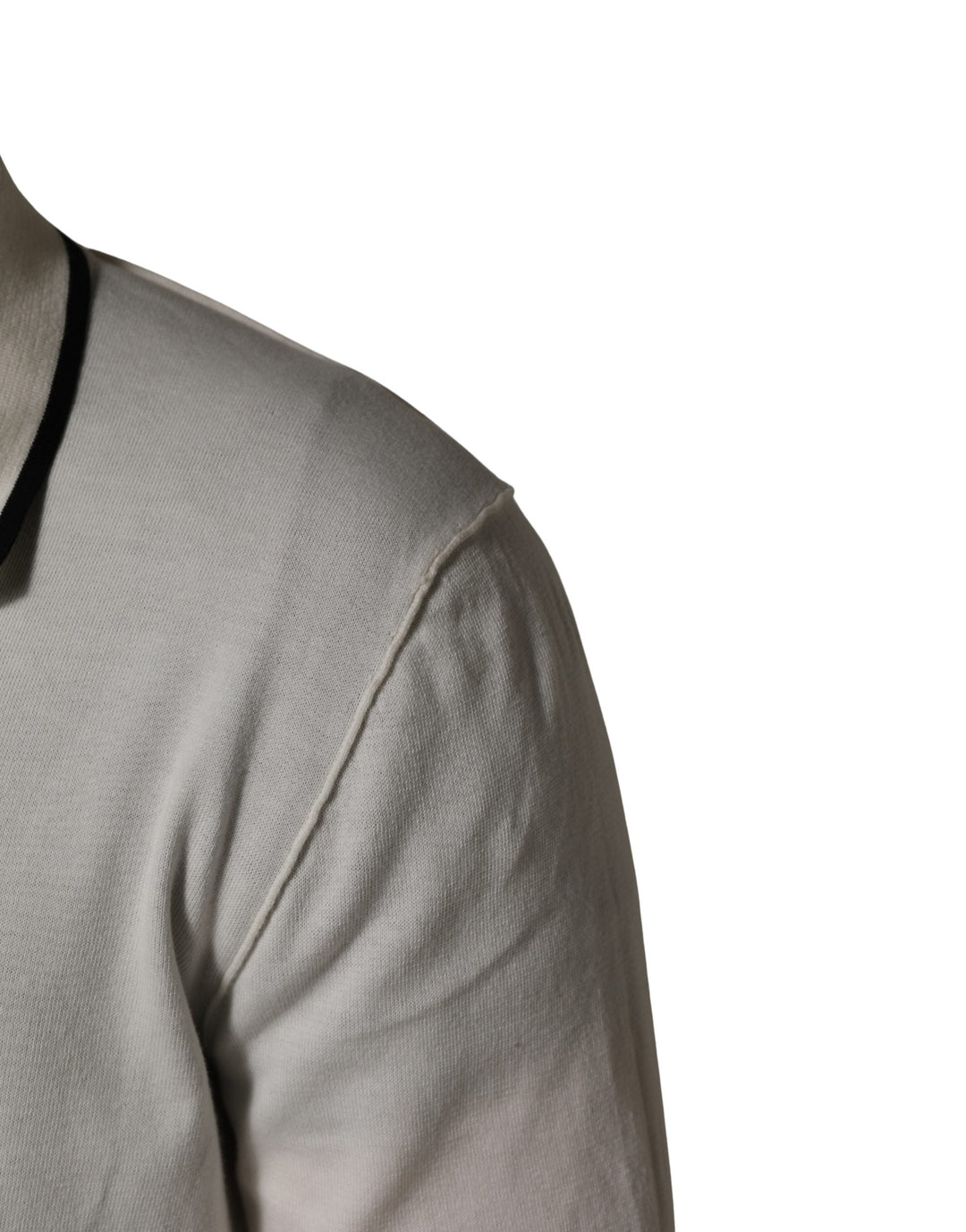Dolce &amp; Gabbana White Cotton Blend Men Polo Pullover Sweater