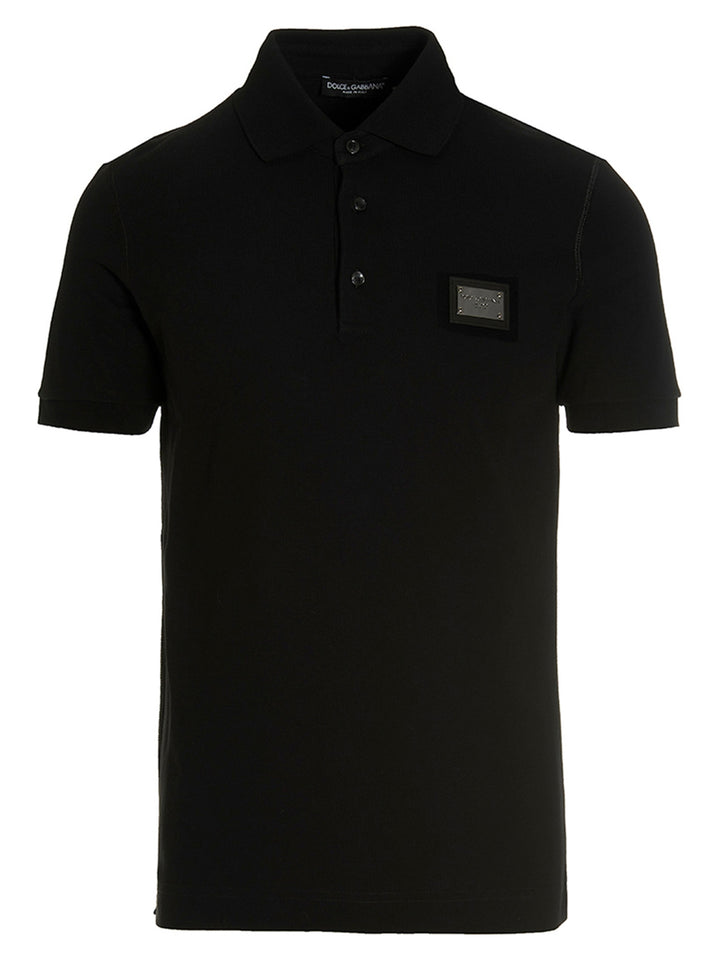 Dolce &amp; Gabbana Black Cotton Polo Shirt