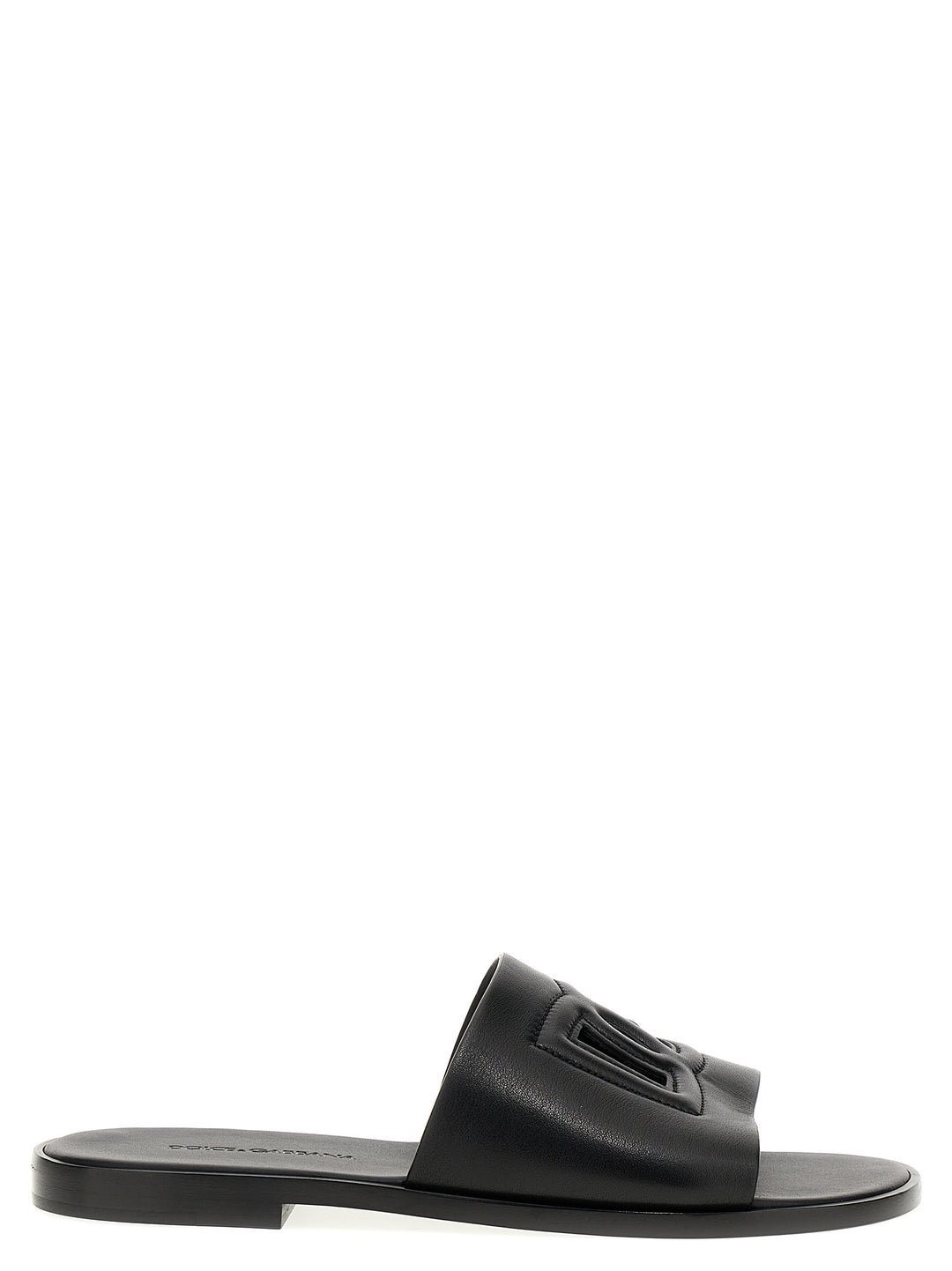 Dolce &amp; Gabbana Black Leather Slides