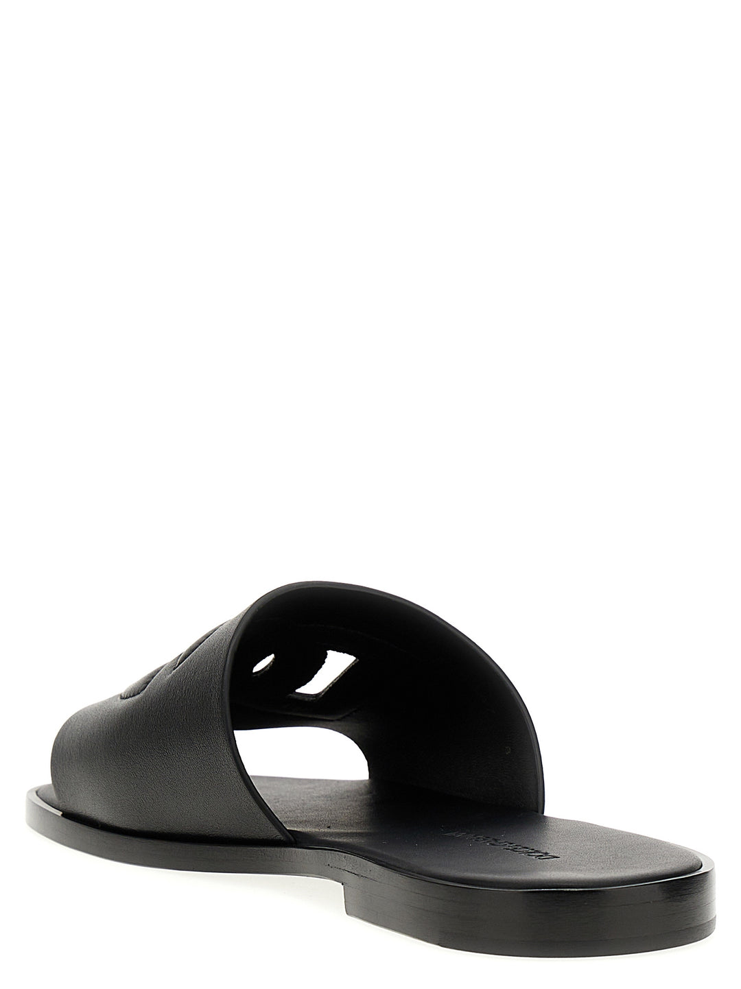 Dolce &amp; Gabbana Black Leather Slides