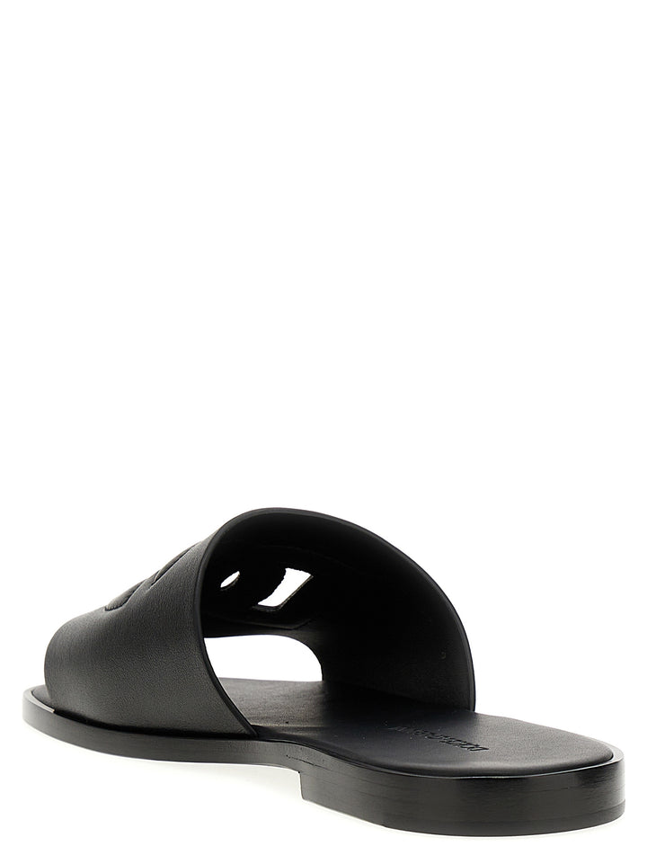 Dolce &amp; Gabbana Black Leather Slides