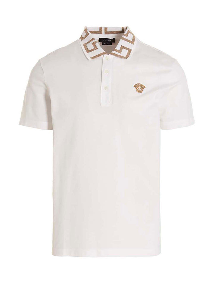 Versace White Cotton Polo Shirt