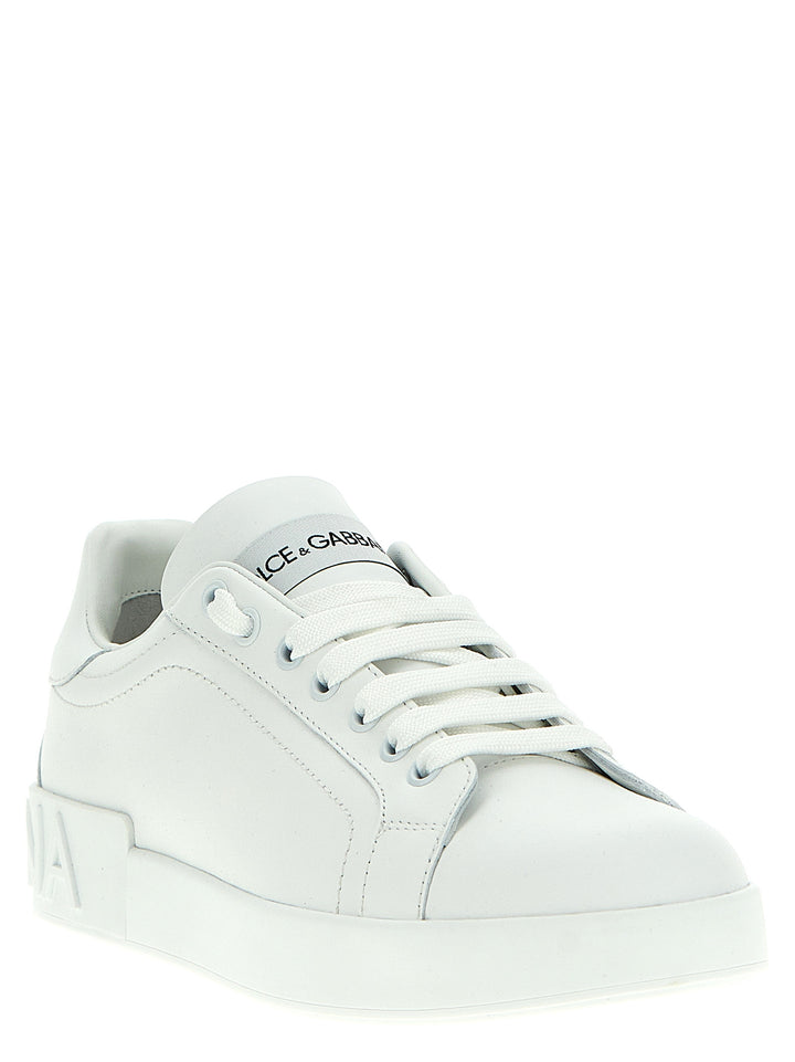 Dolce &amp; Gabbana White Calfskin Low Top Sneakers