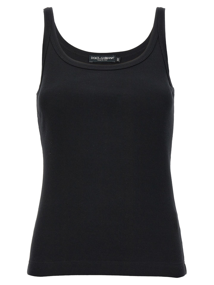 Dolce &amp; Gabbana Black Cotton Tank Tops