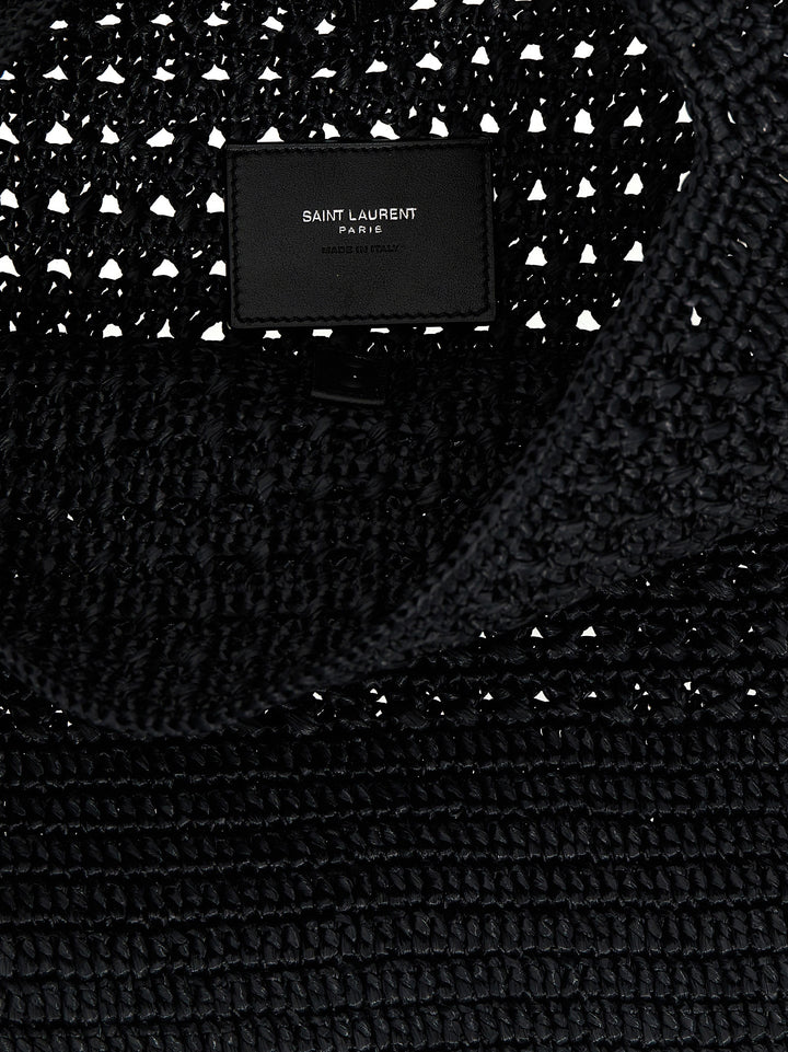 Saint Laurent Black Raffia Tote Bag