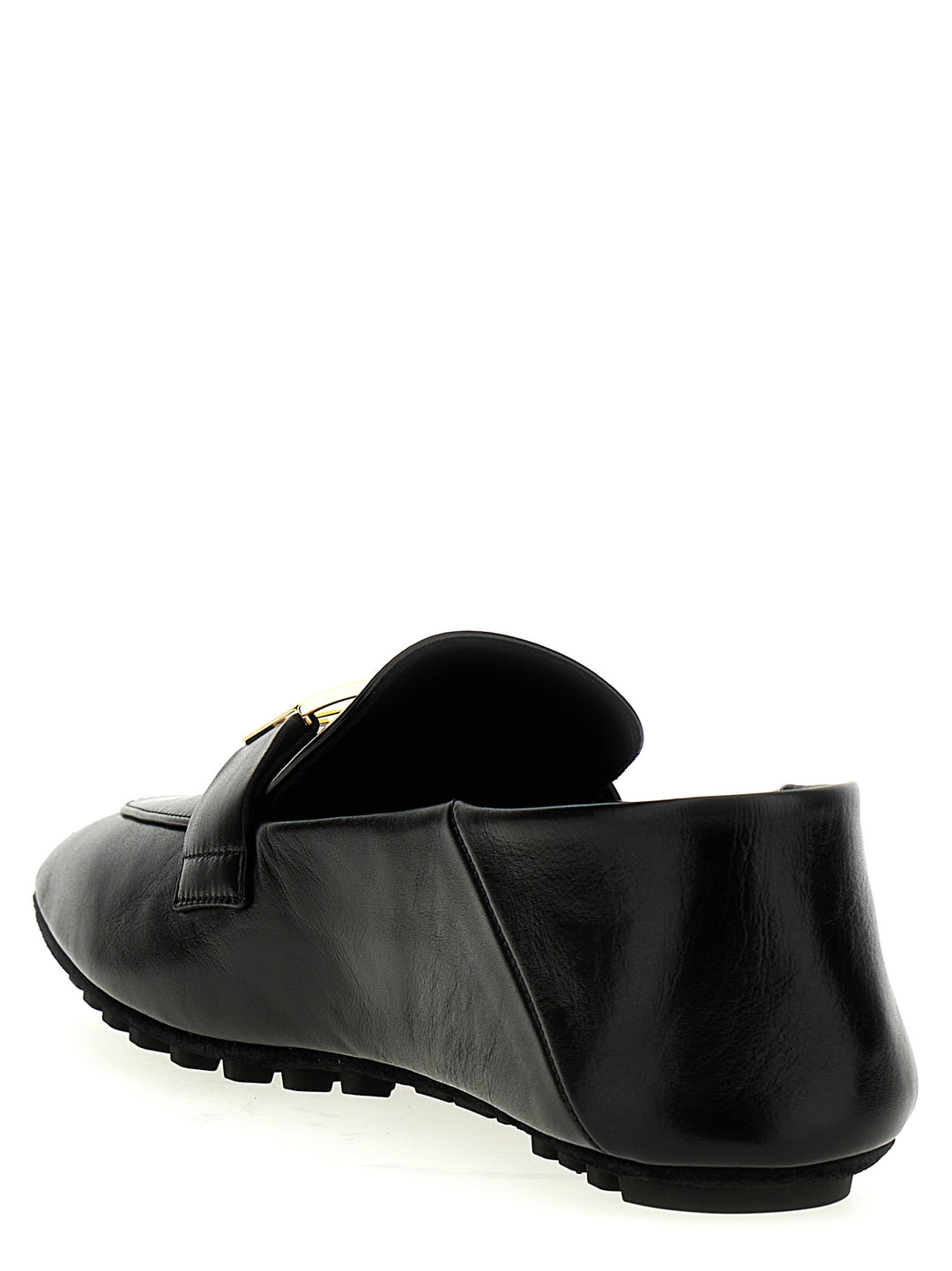 Fendi Black Lamb Leather Slip-On Loafers