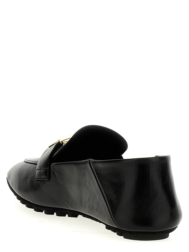 Fendi Black Lamb Leather Slip-On Loafers