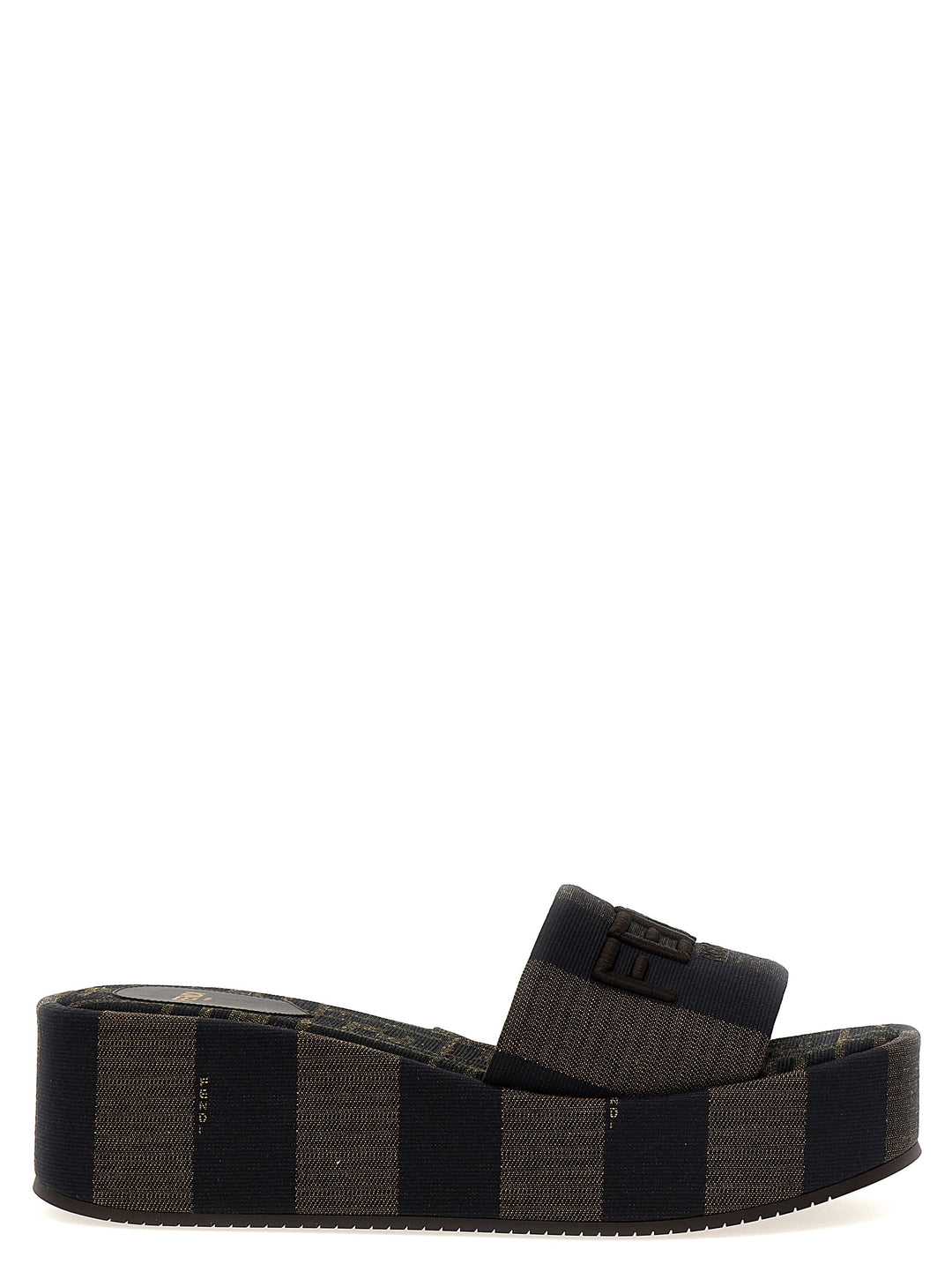 Fendi Brown Cotton Slides