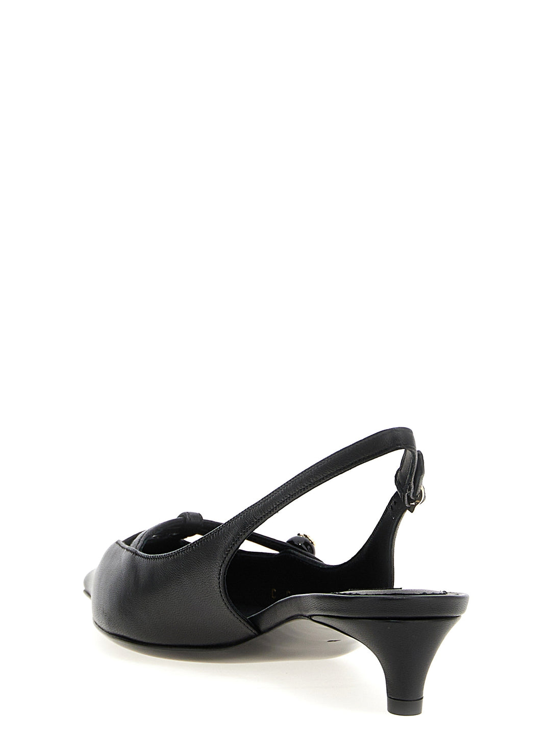 Dolce &amp; Gabbana Black Lamb Leather Mid Heel Pumps