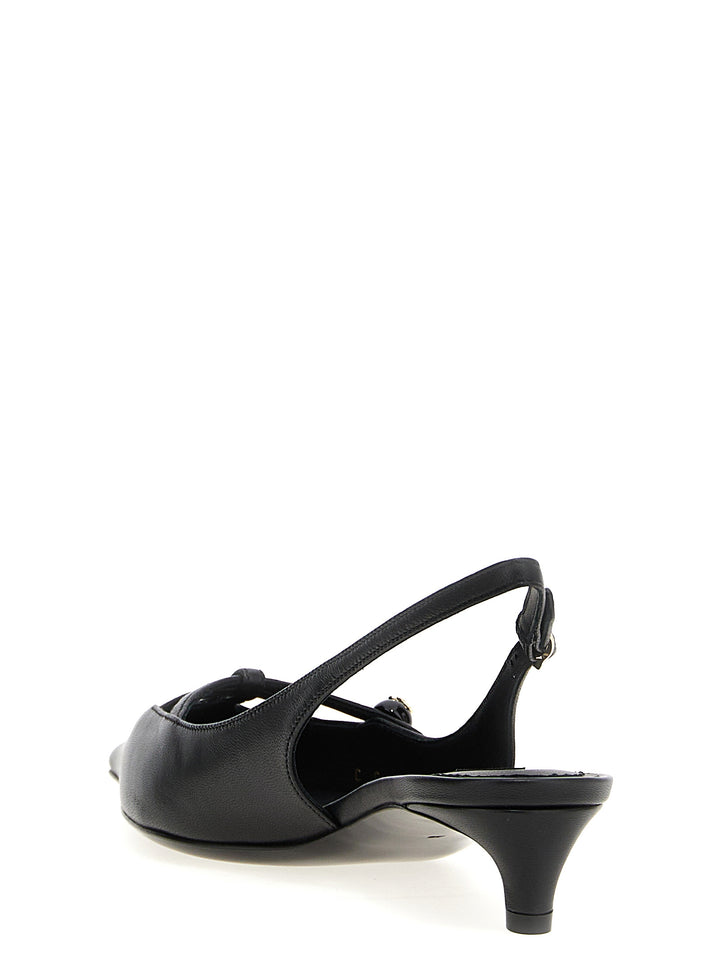 Dolce &amp; Gabbana Black Lamb Leather Mid Heel Pumps