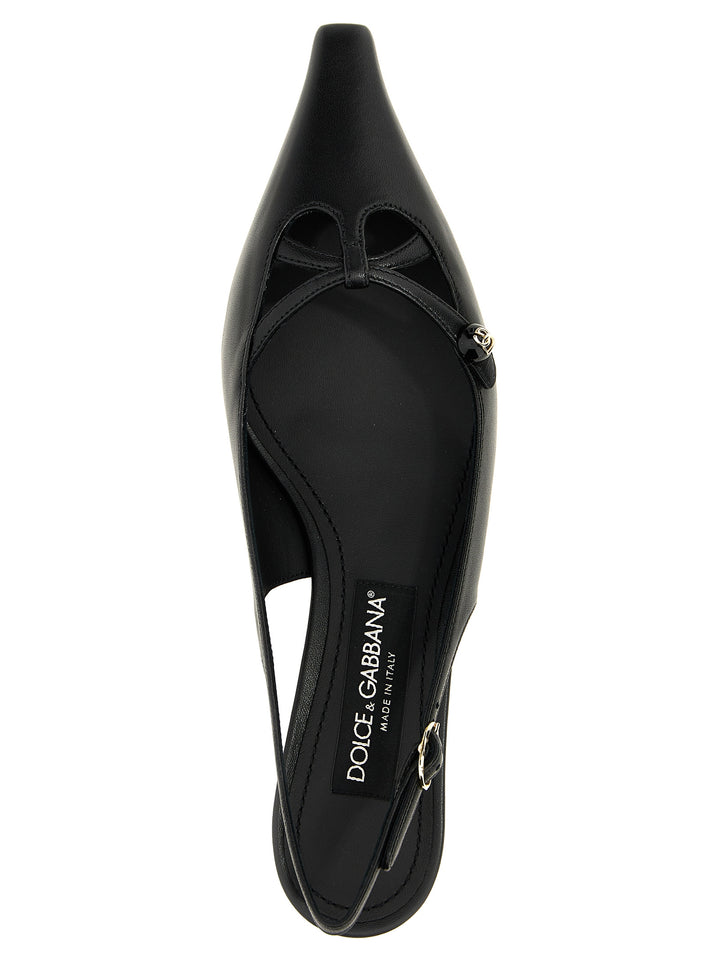 Dolce &amp; Gabbana Black Lamb Leather Mid Heel Pumps