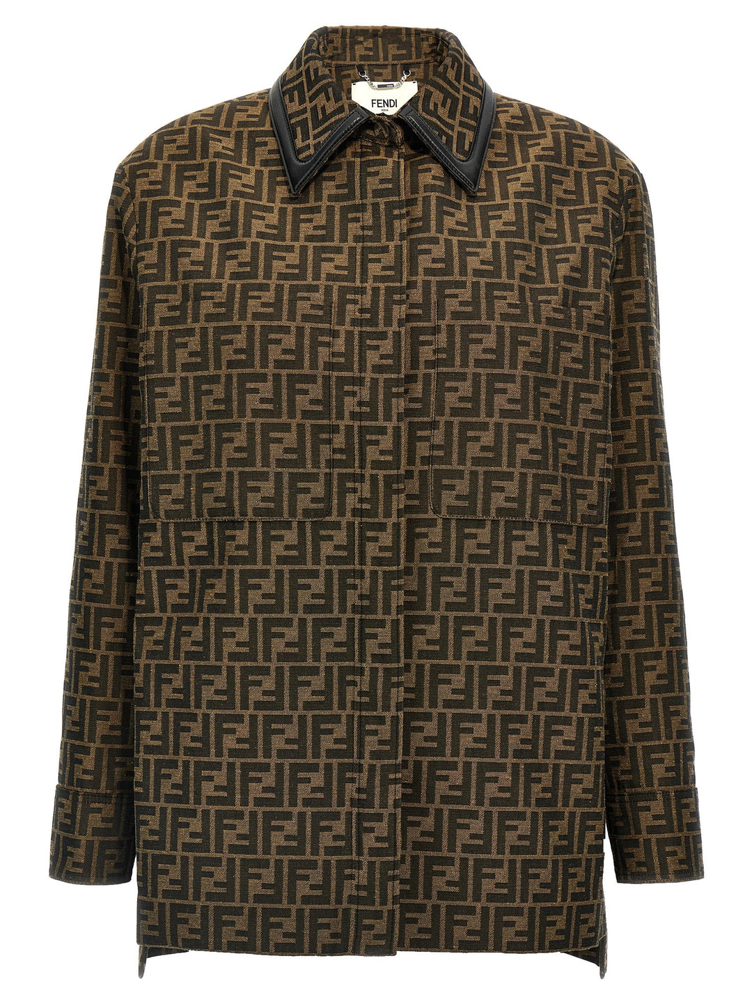 Fendi Brown Polyester Leather Jacket
