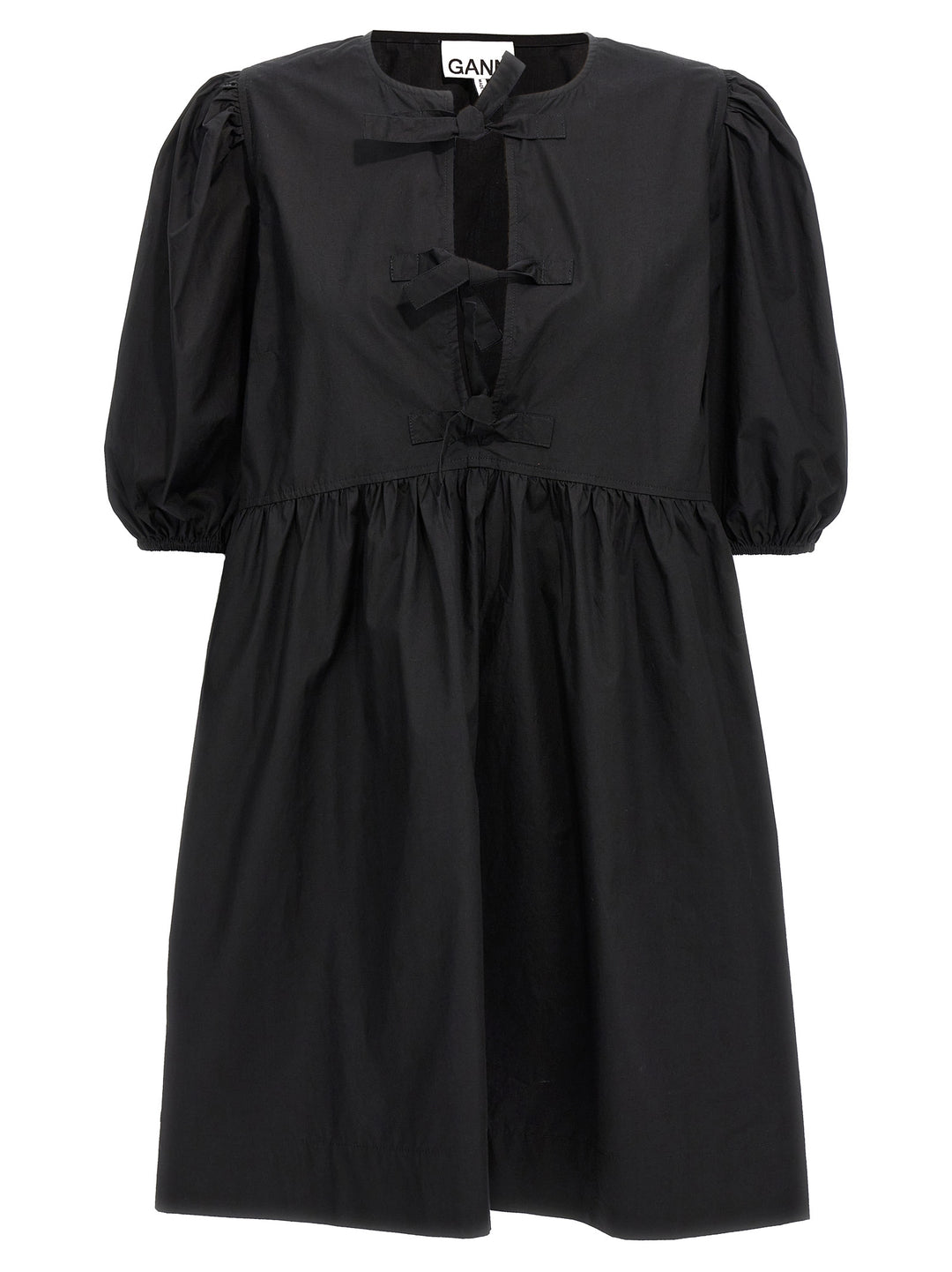 Ganni Black Cotton Short Dress