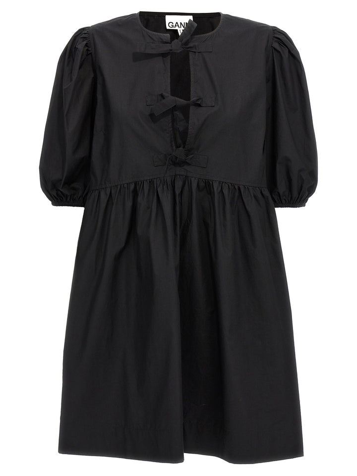 Ganni Black Cotton Short Dress