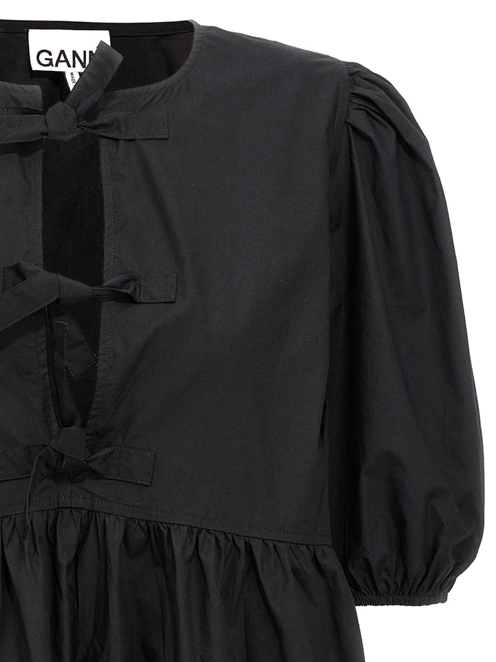 Ganni Black Cotton Short Dress
