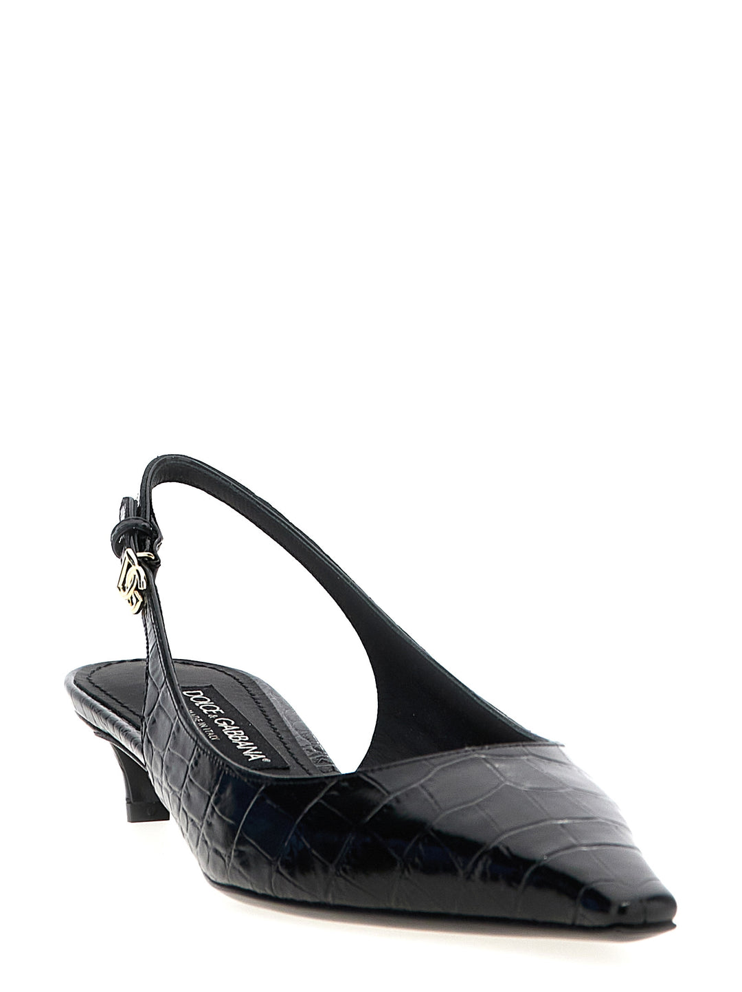 Dolce &amp; Gabbana Black Calfskin Mid Heel Pumps