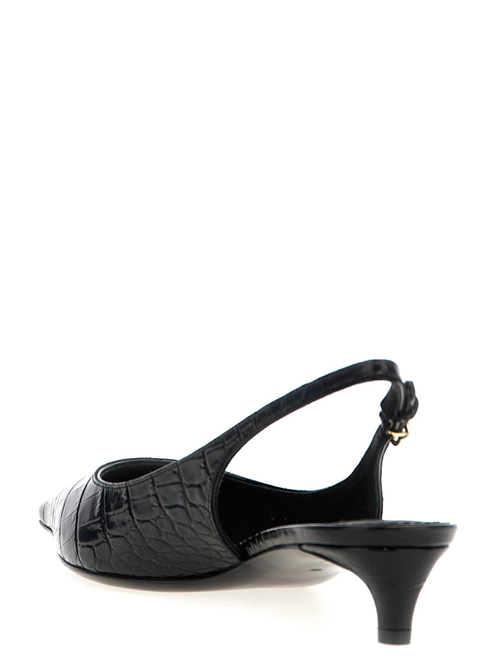 Dolce &amp; Gabbana Black Calfskin Mid Heel Pumps