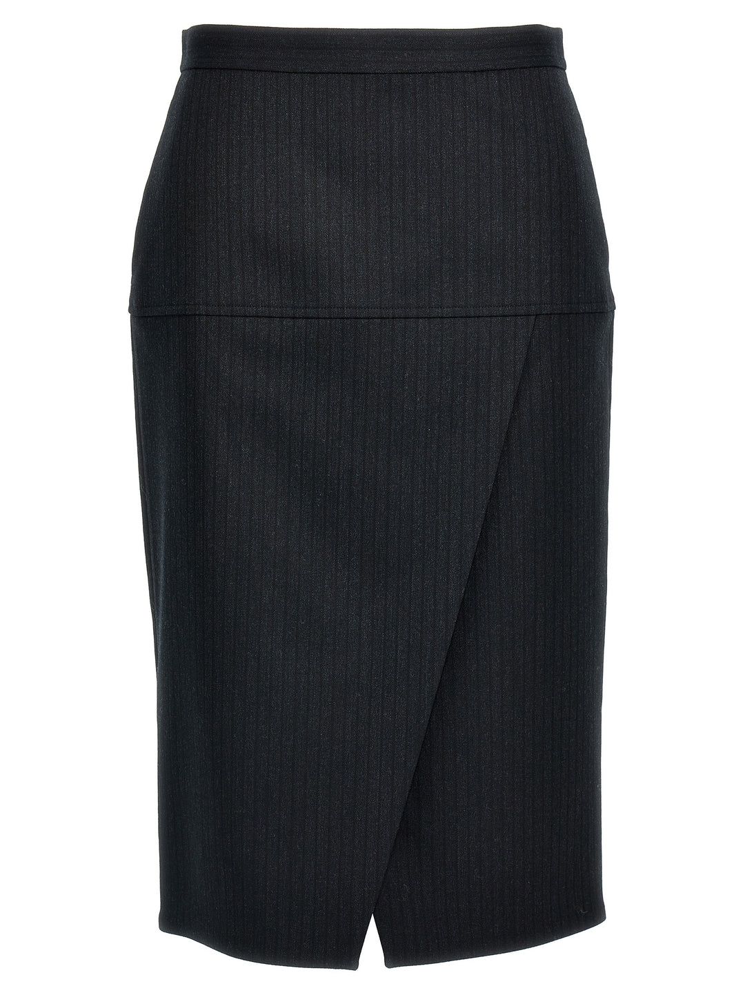 Fendi Gray Virgin Wool Midi Skirt