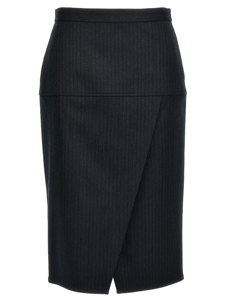 Fendi Gray Virgin Wool Midi Skirt