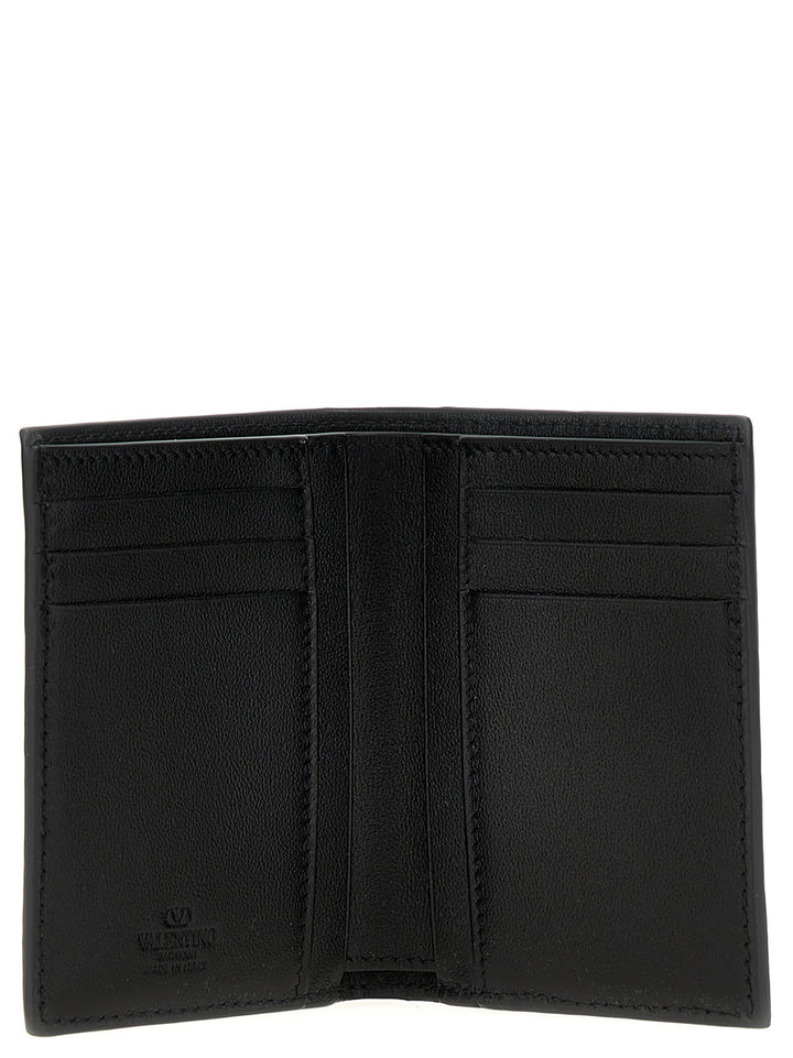 Valentino Garavani Black Ostrich Skin Cardholder