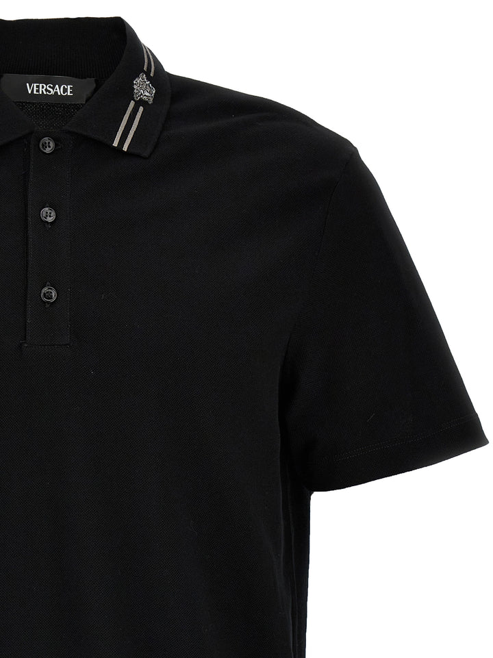 Versace Black Cotton Polo Shirt
