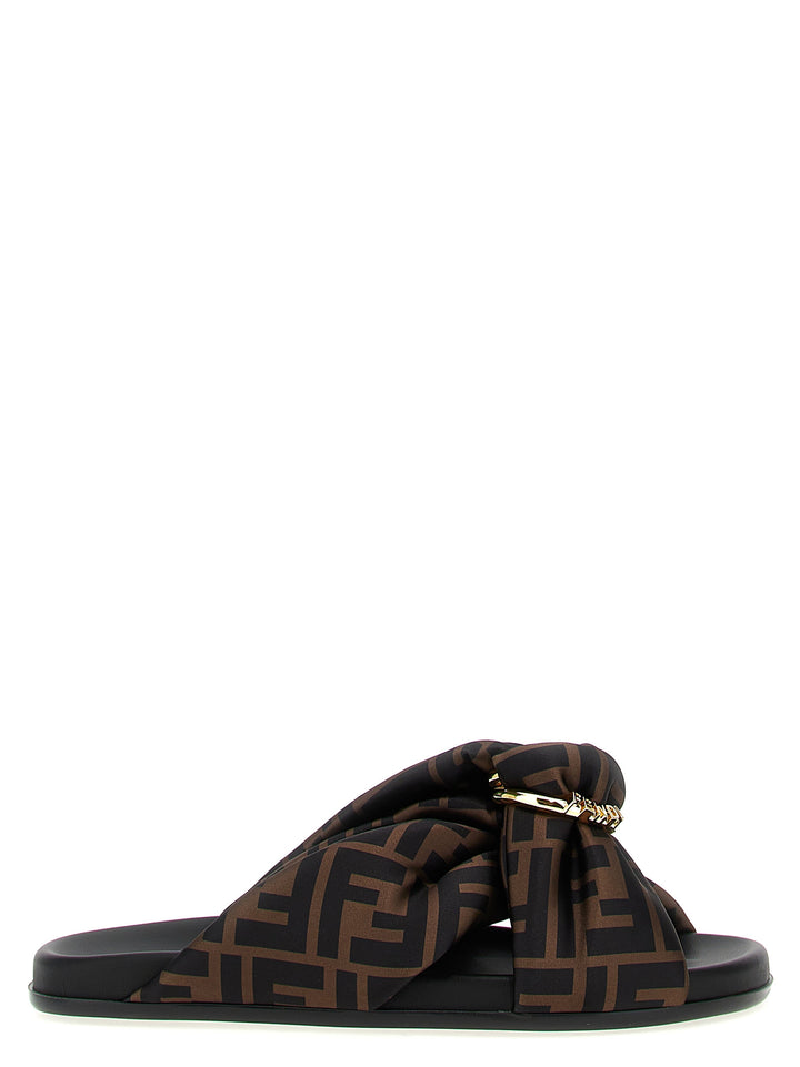 Fendi Brown Polyester Slides