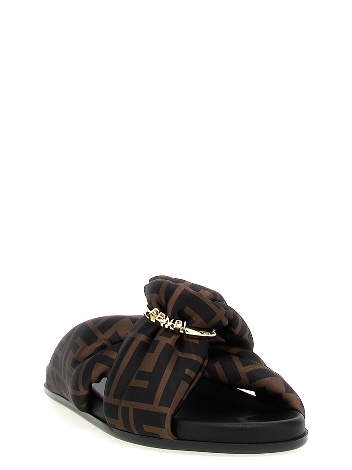 Fendi Brown Polyester Slides