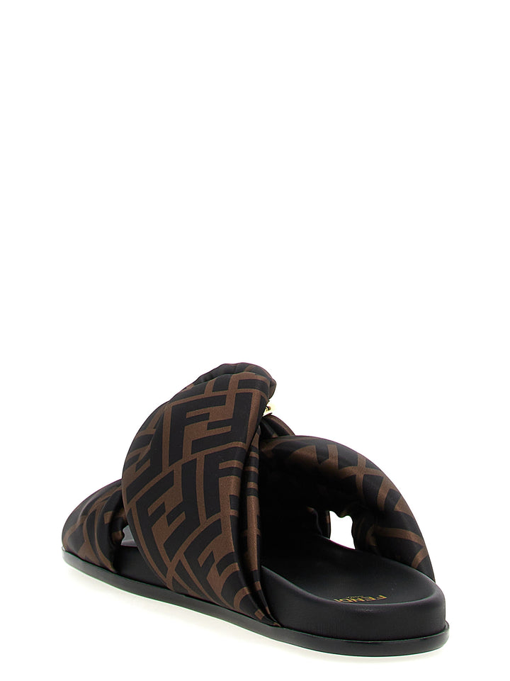 Fendi Brown Polyester Slides