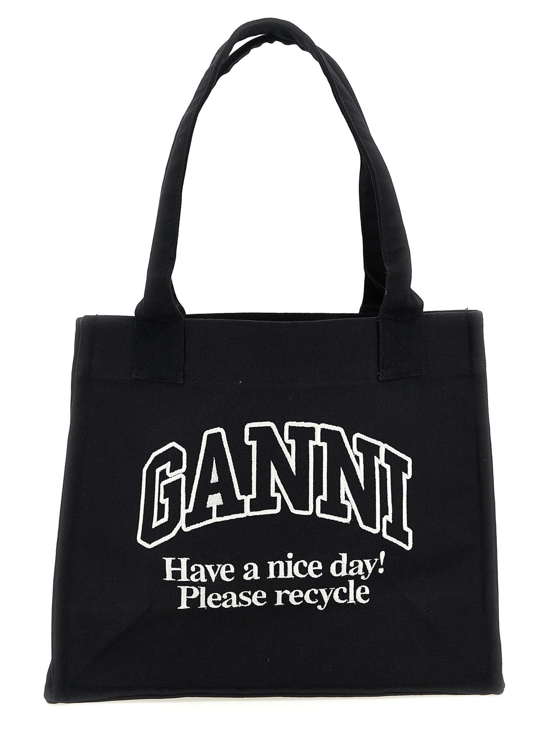Ganni Bicolor Recycled Cotton Tote Bag